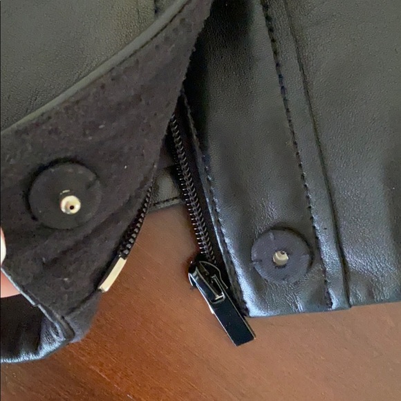 Diane von Furstenberg black leather jacket Sz 6 - Picture 4 of 8